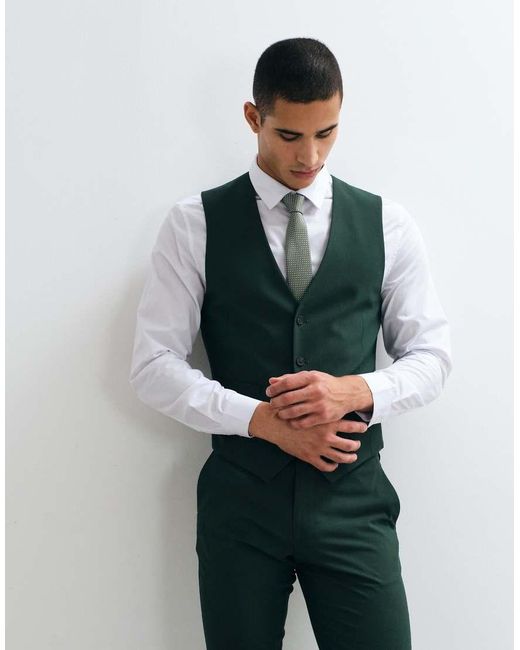 ASOS Green Skinny Suit Waistcoat for men