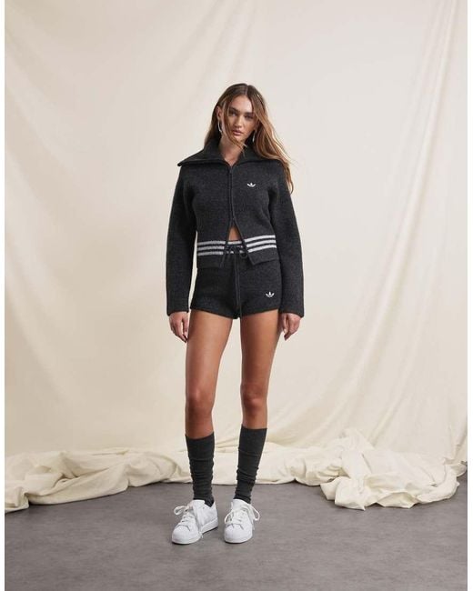 adidas Originals x ASOS Blue Zip Up Knit Jumper With Funnel Neck