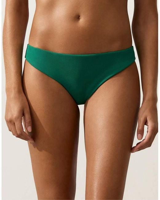 Oysho Green Piqué Classic Bikini Briefs