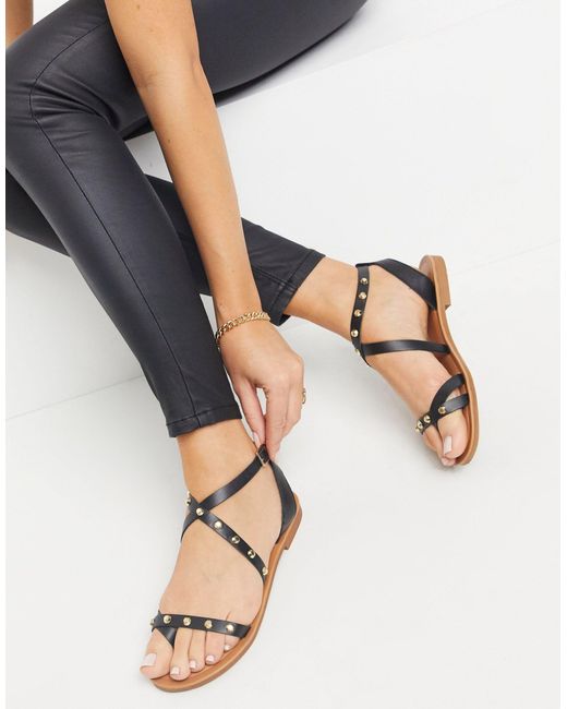 ALDO Black Strudded Flat Sandals