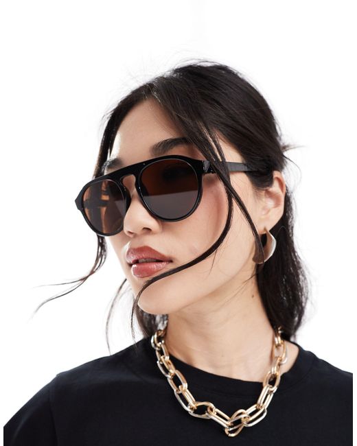 & Other Stories Black Round Sunglasses With Contrast Lens
