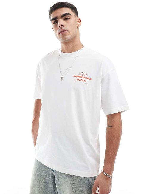 ASOS White Oversized T-shirt With Cartoon Food Graphics for men