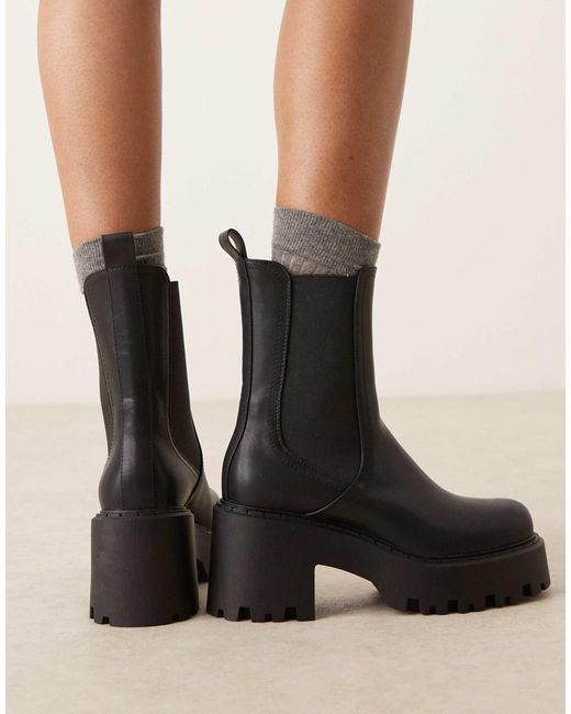 Rae - bottes chelsea chunky à talon Asos Design Wide Fit en coloris Black