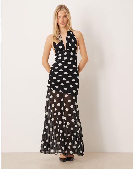 Gina Tricot Halterneck Dropped Waist Maxi Dress in White | Lyst