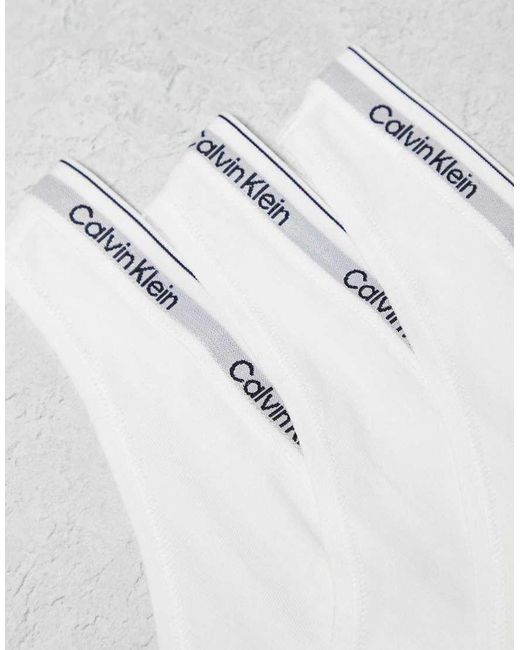 Calvin Klein White Modern Logo 3 Pack Thong