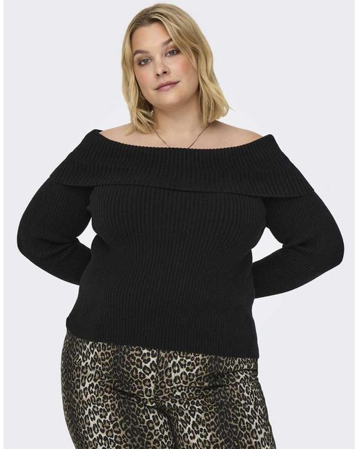 ONLY Black Off Shoulder Knitted Jumper