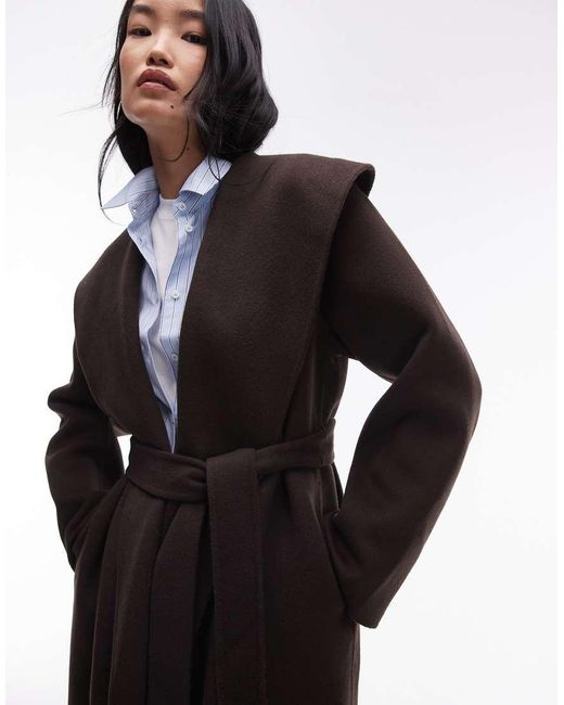 ARKET Black Wool Double Layer Belted Maxi Coat