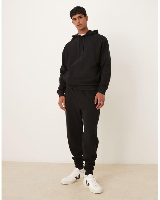 ASOS Black Co-ord Relaxed Hoodie With Ribbed Texture for men