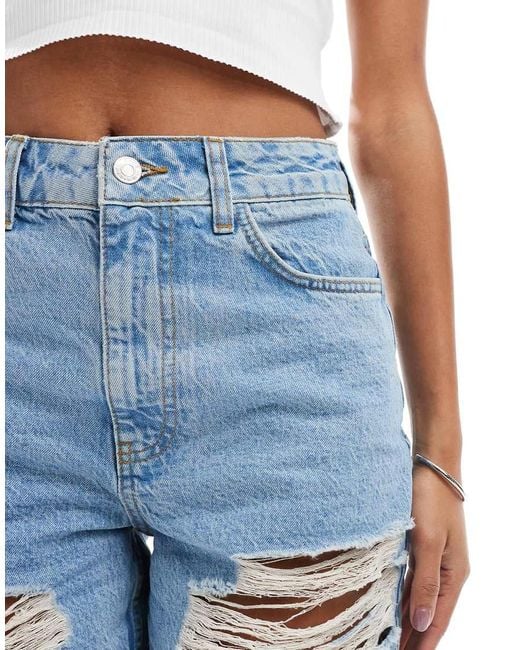 ASOS Blue Denim Dad Shorts