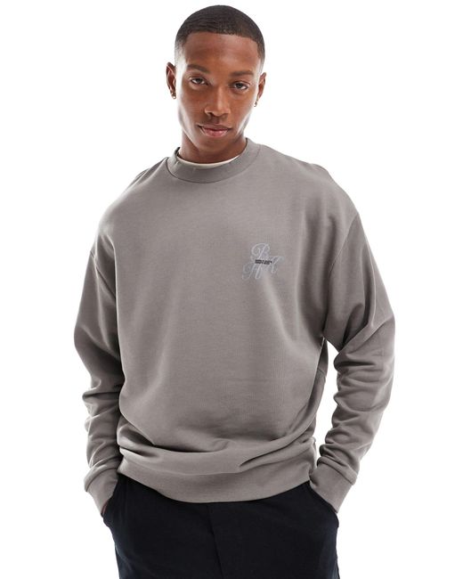ASOS Gray Oversized Sweatshirt With Prints for men