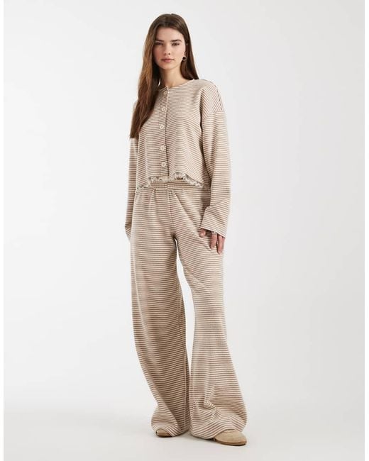 Miss Selfridge Natural Brushed Wide Leg Trousers
