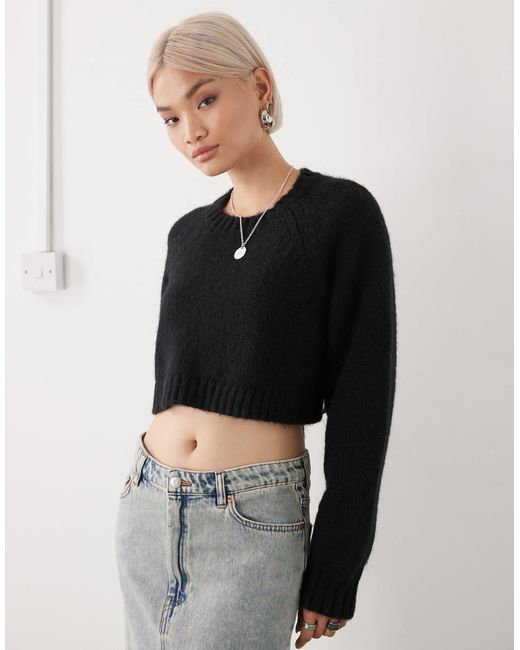 Monki Black Open Tie Back Knitted Jumper With Wool