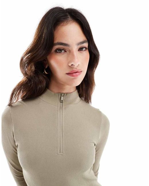 HERA Gray Ribbed Base Long Sleeve Midi Dress