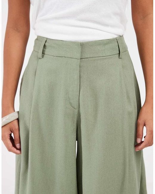 ASOS Green Petite Tailored High Waist Culotte With Linen