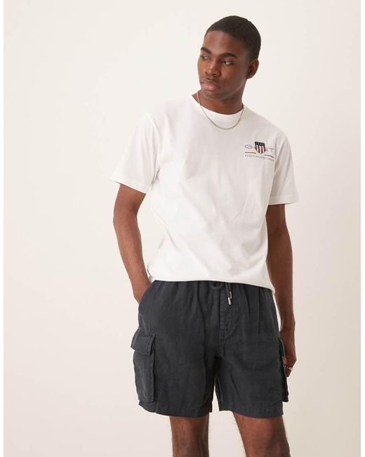 Gant White Linen Cargo Shorts for men