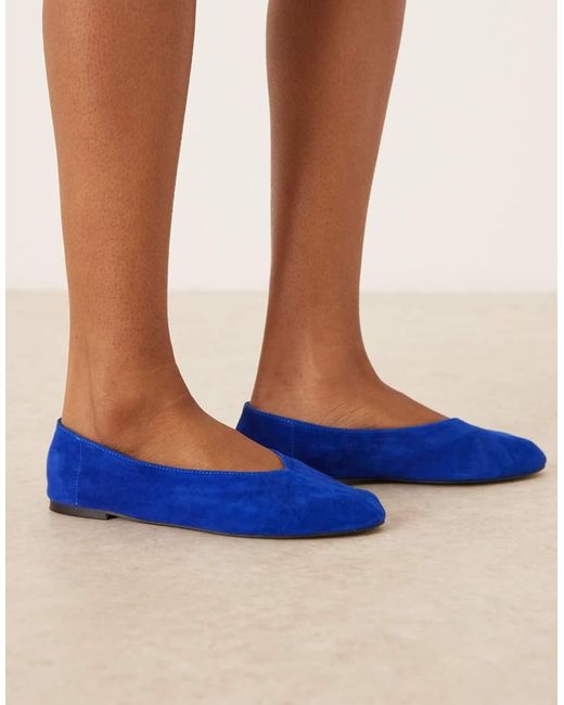ASOS Blue Lawn Premium Suede Ballets
