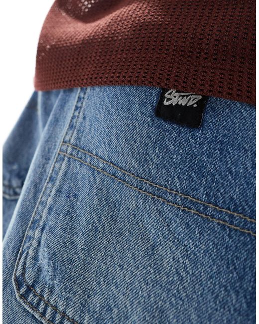 Pantaloncini di jeans stile skater cargo di Pull&Bear in Blue da Uomo