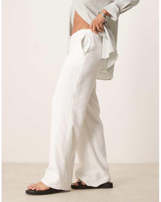 Abercrombie & Fitch Natural Curve High Rise Linen Tailored Trousers