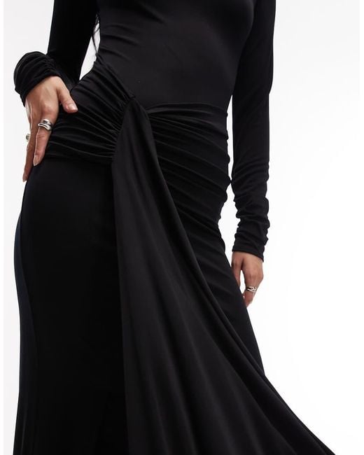 & Other Stories White Maxi Dress With High Neck And Drape Sheaf Detail
