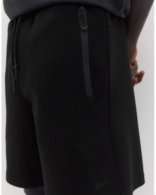 Bermuda molletonné coupe classique Pull&Bear pour homme en coloris Black