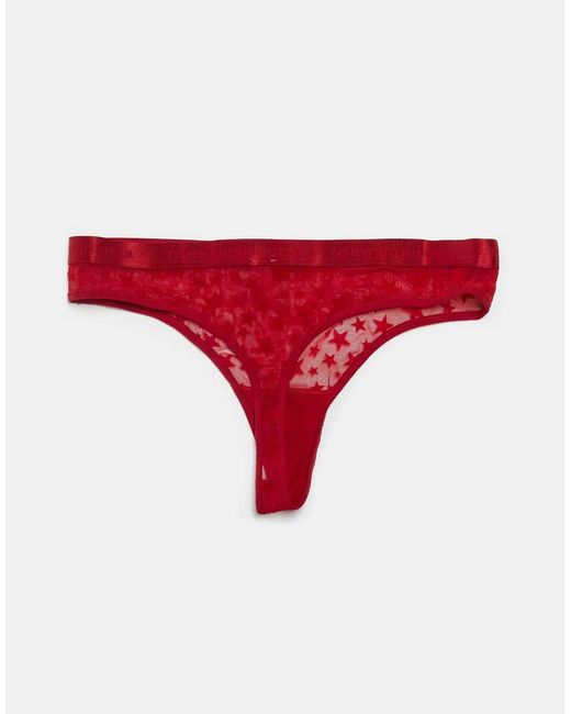 Tommy Hilfiger Pink 3 Pack Mesh Thong With Star Print