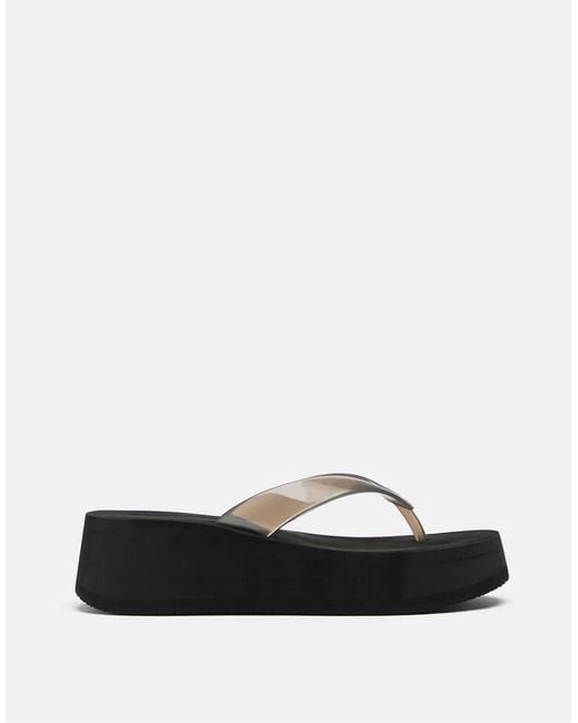 Stradivarius White Eva Platform Thong Sandals