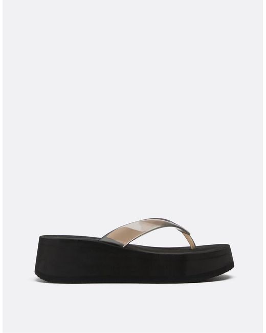 Stradivarius White Eva Platform Thong Sandals