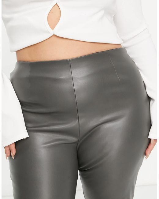 ASOS Gray Curve Flare Faux Leather Trouser