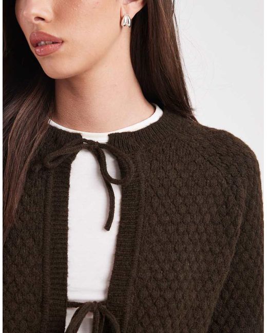 Threadbare Black Tie Front Knitted Cardigan