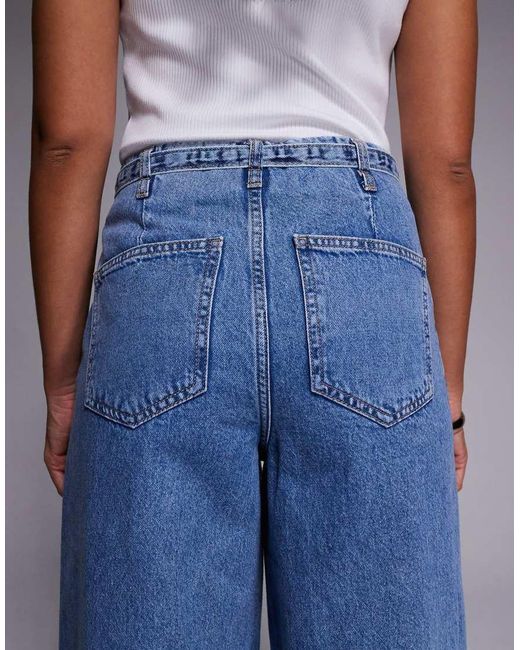 River Island Blue Wide Leg Tie Front Jeans