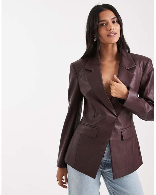 ASOS Brown Tailored Faux Leather Blazer