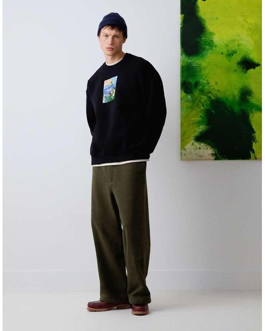 Topman Black X Alice Hartley Oversized Fit Sweatshirt With Front And Back Floral Patch Embroidery for men