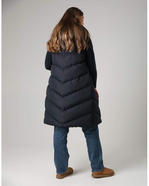 French Connection Blue Midi Quilted Gilet With Hood