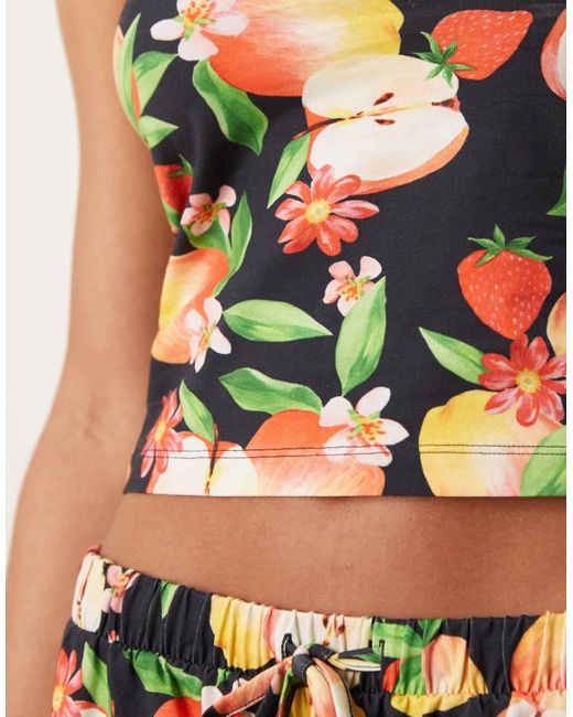 ASOS Bandeau Met Lange Pasvorm En Fruitprint, Deel Van Co-Ord Set in het Black