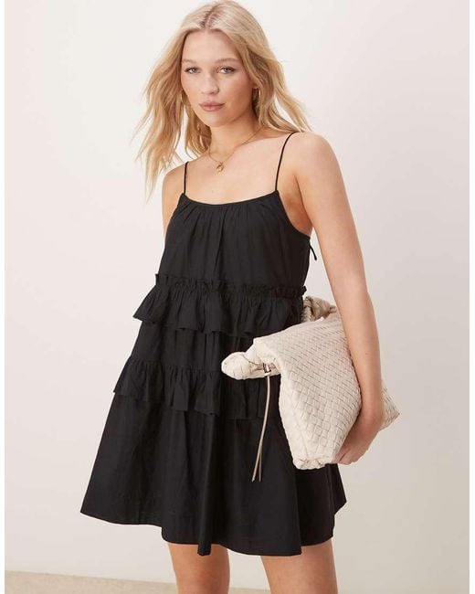 ASOS Black Ruffle Tiered Mini Sundress