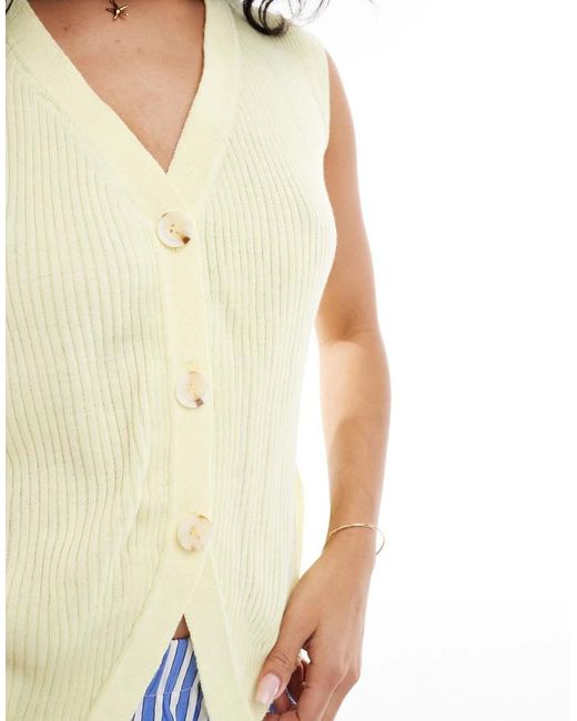 ASOS Blue Relaxed Knitted Waistcoat With Horn Buttons