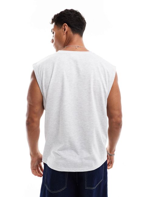 ASOS White Oversized Boxy Tank With Notch Neck for men