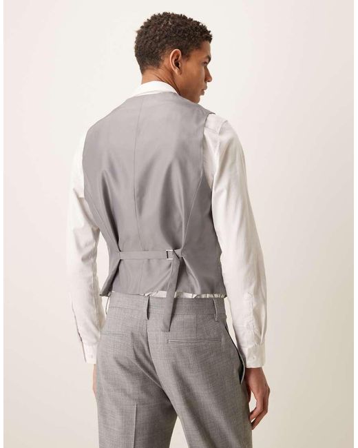 ASOS Gray Wool Mix Slim Suit Waistcoat for men