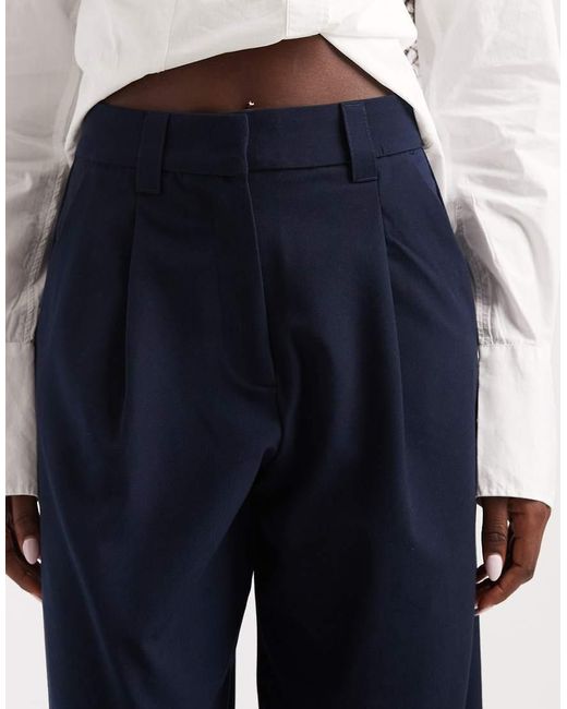 ASOS Blue Tailored Arch Barrel Trousers