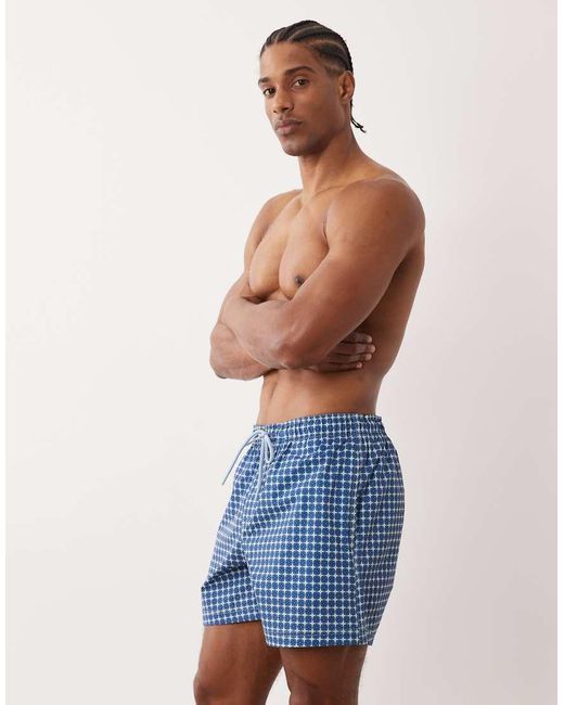 Jack & Jones Blue Tile Print Swim Shorts for men