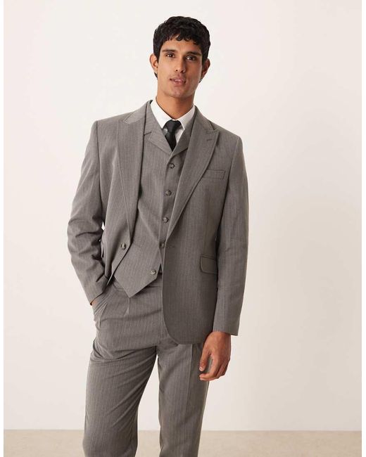 ASOS Gray Pinstripe Slim Fit Jacket for men