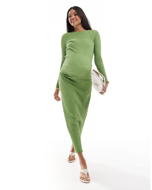 Mama.licious Green Mamalicious Maternity Textured Jersey Wide Sleeve Top Co-Ord
