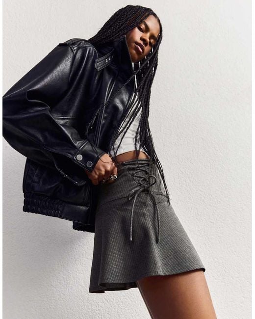 Bershka Black Tailored Mini Skirt With Bows