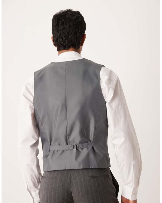 Chaleco De Traje Con Raya Diplomática De ASOS de hombre de color Gray