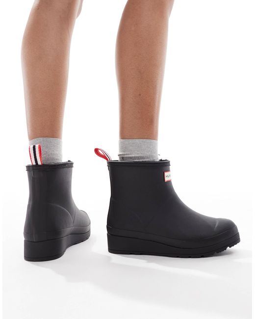 Hunter Black Play Lined Short Boot