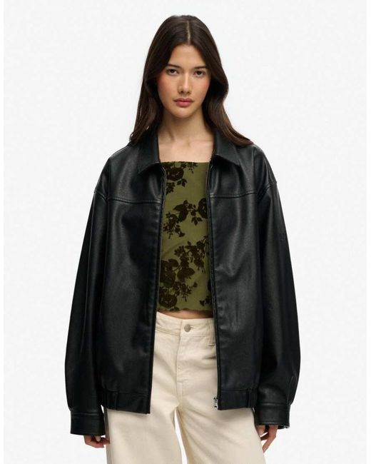 Superdry Black Collared Oversized Bomber Jacket