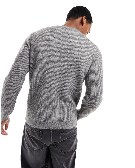 Only & Sons Gray Faux Wool Jumper for men