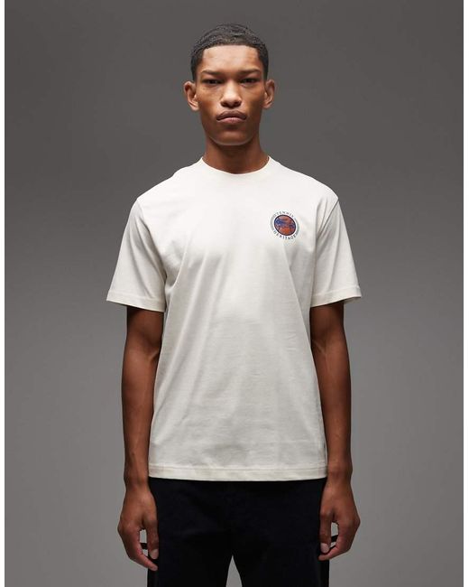 Camiseta Color Crudo Con Logo Estampado En La Espalda De -Blanco Lacoste de hombre de color Gray