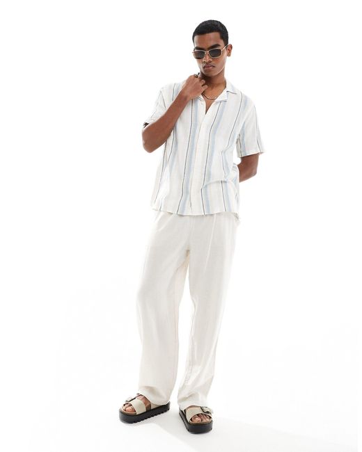 Hollister White Dobby Short Sleeve Striped Shirt for men