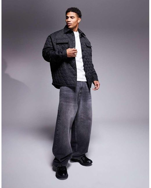 Sixth June Blue Wavy Quilted Jacket for men